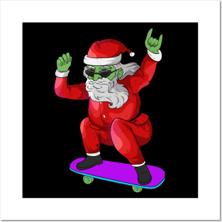 Creepy Skateboarding Santa Zombie Posters and Art